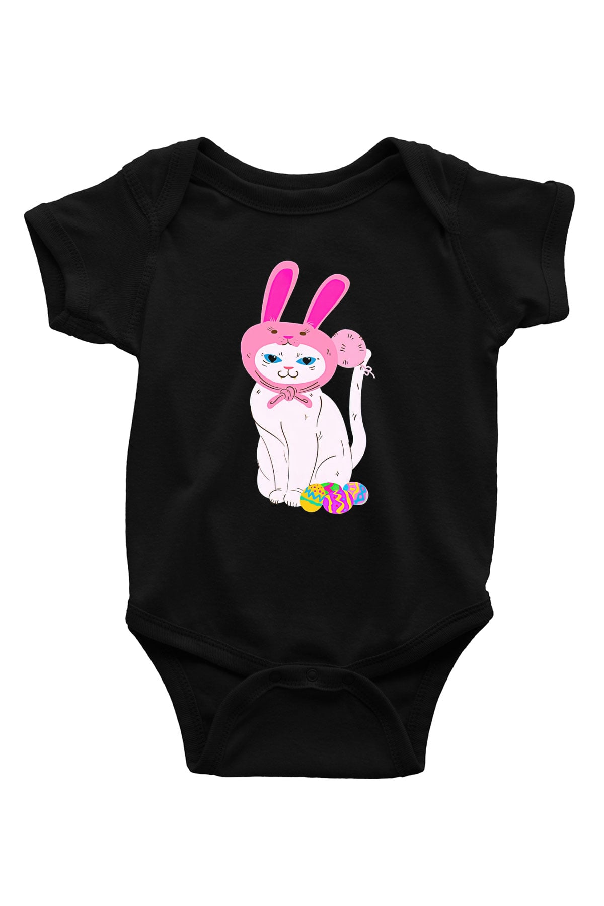 Paskalya Baskılı Unisex Siyah Bebek Body - Zıbın