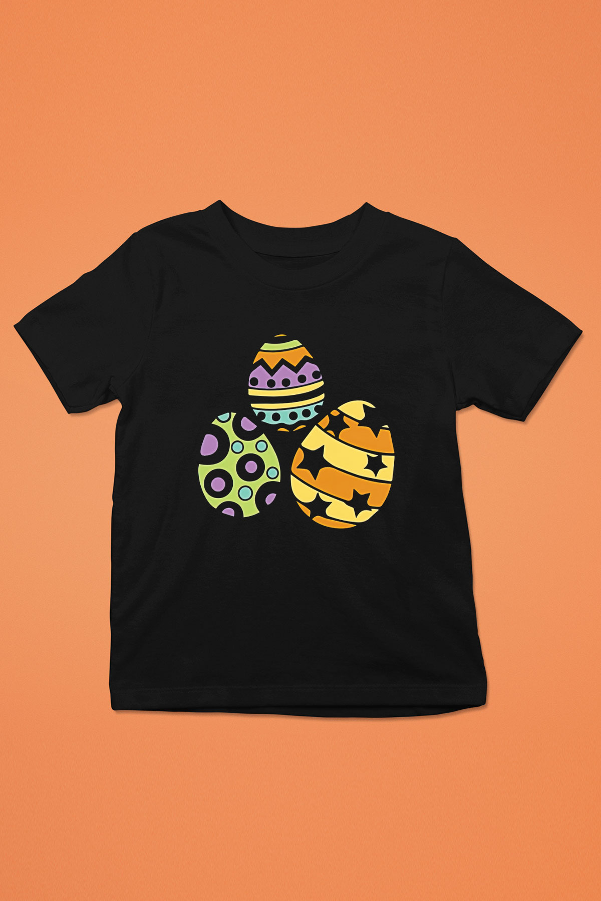 Paskalya Baskılı Unisex Siyah Çocuk Tişört - Tshirt