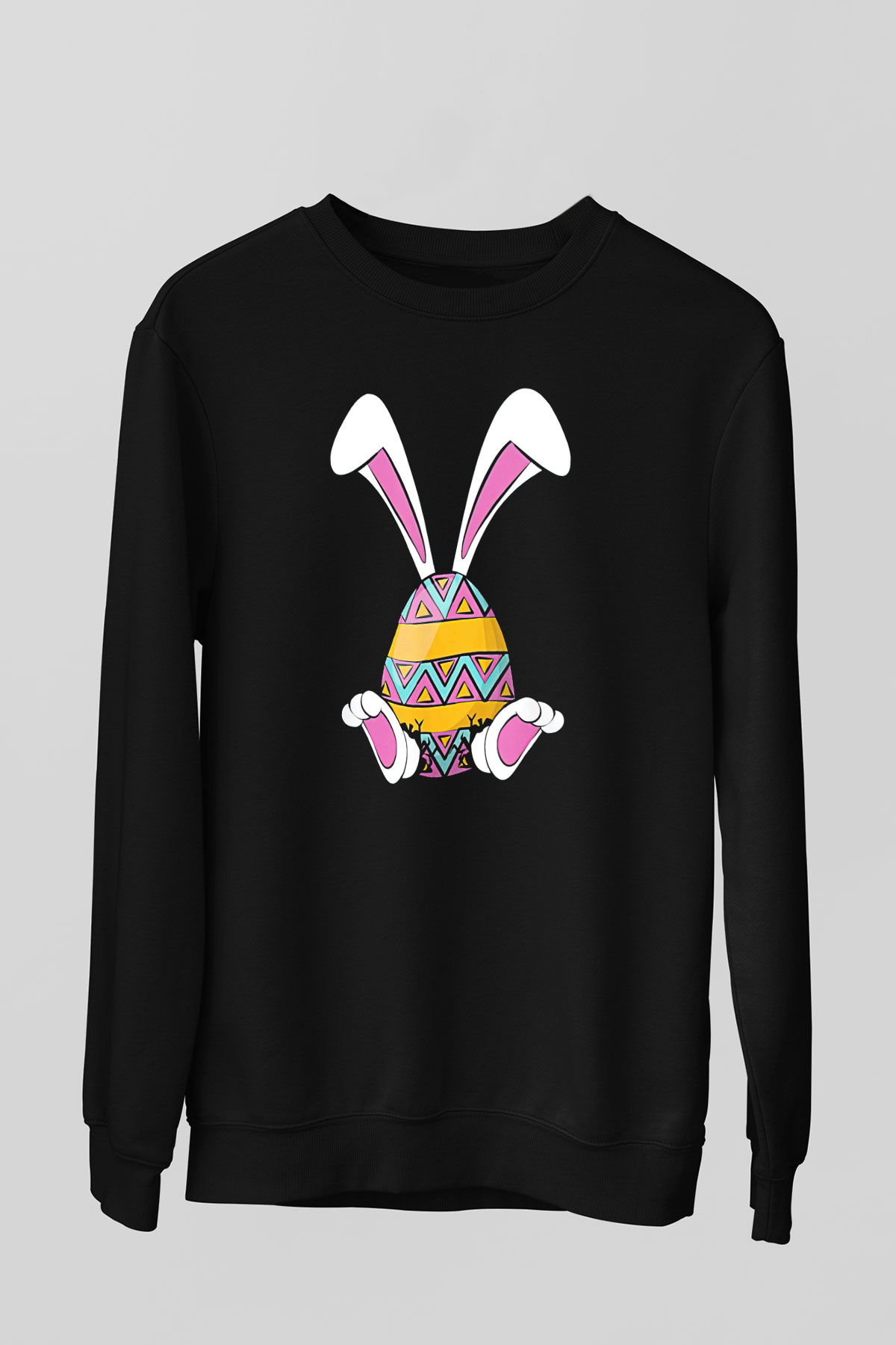 Paskalya Baskılı Unisex Siyah Sweatshirt