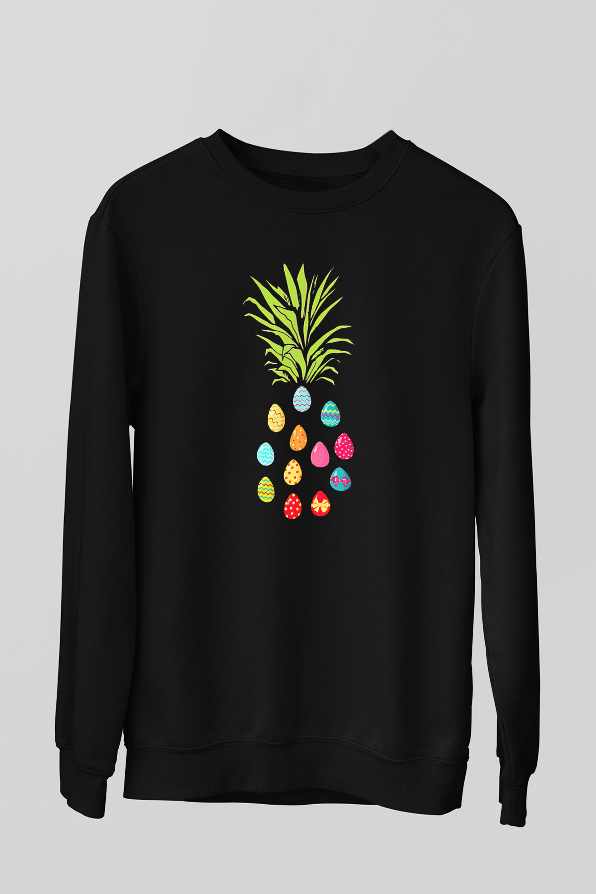 Paskalya Baskılı Unisex Siyah Sweatshirt