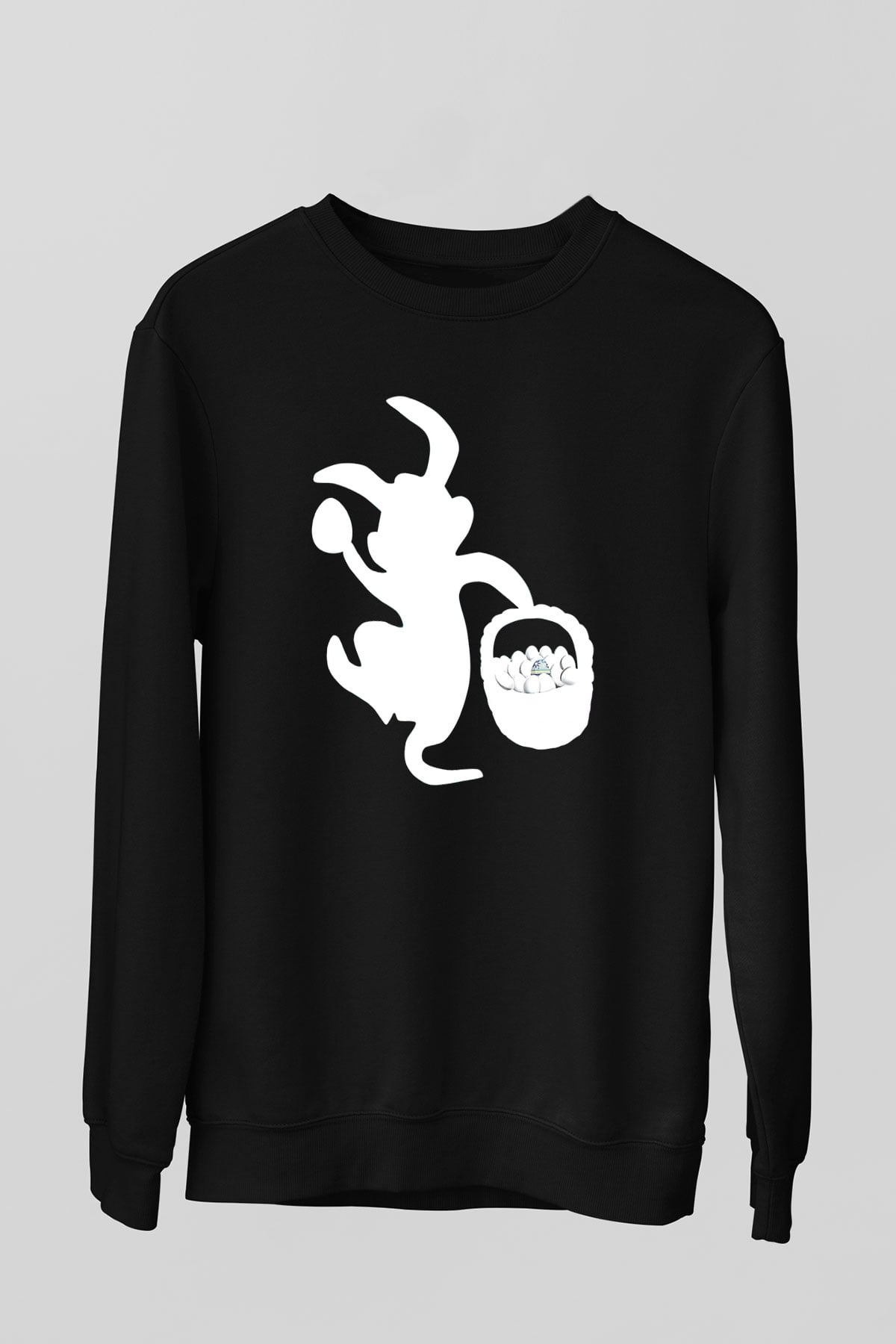 Paskalya Baskılı Unisex Siyah Sweatshirt
