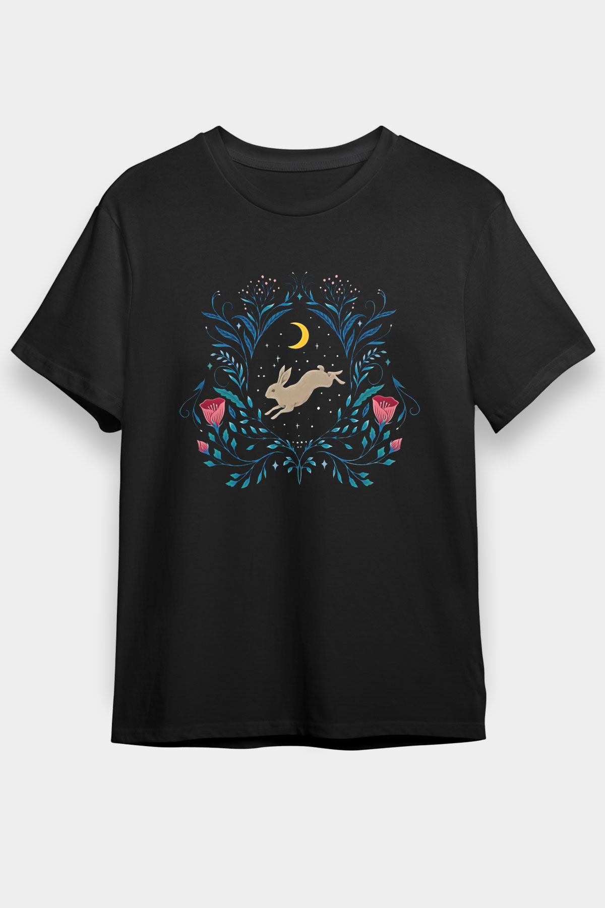 Paskalya Baskılı Unisex Siyah Tişört - Tshirt