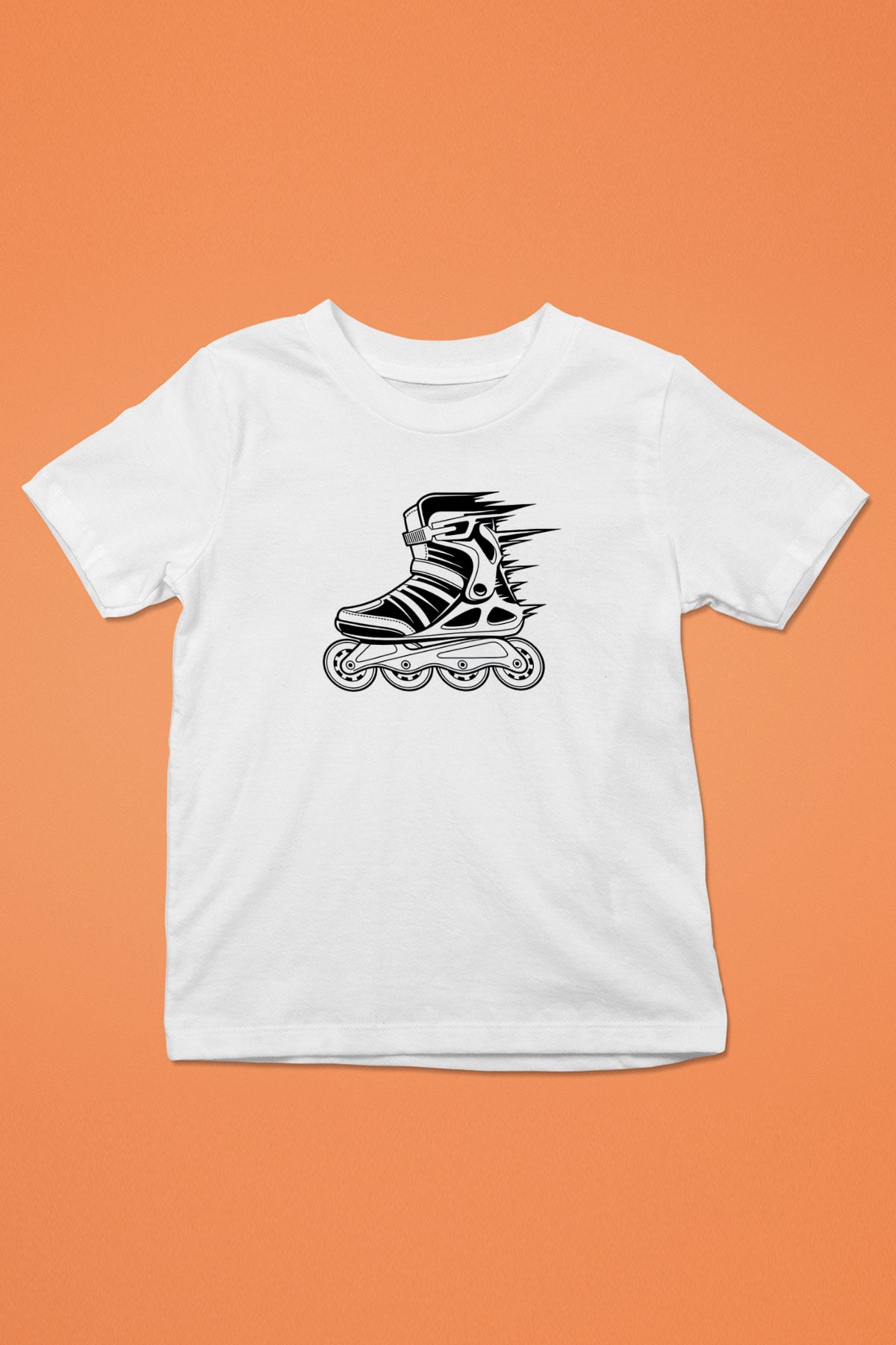 Paten Baskılı Unisex Beyaz Çocuk Tişört - Tshirt
