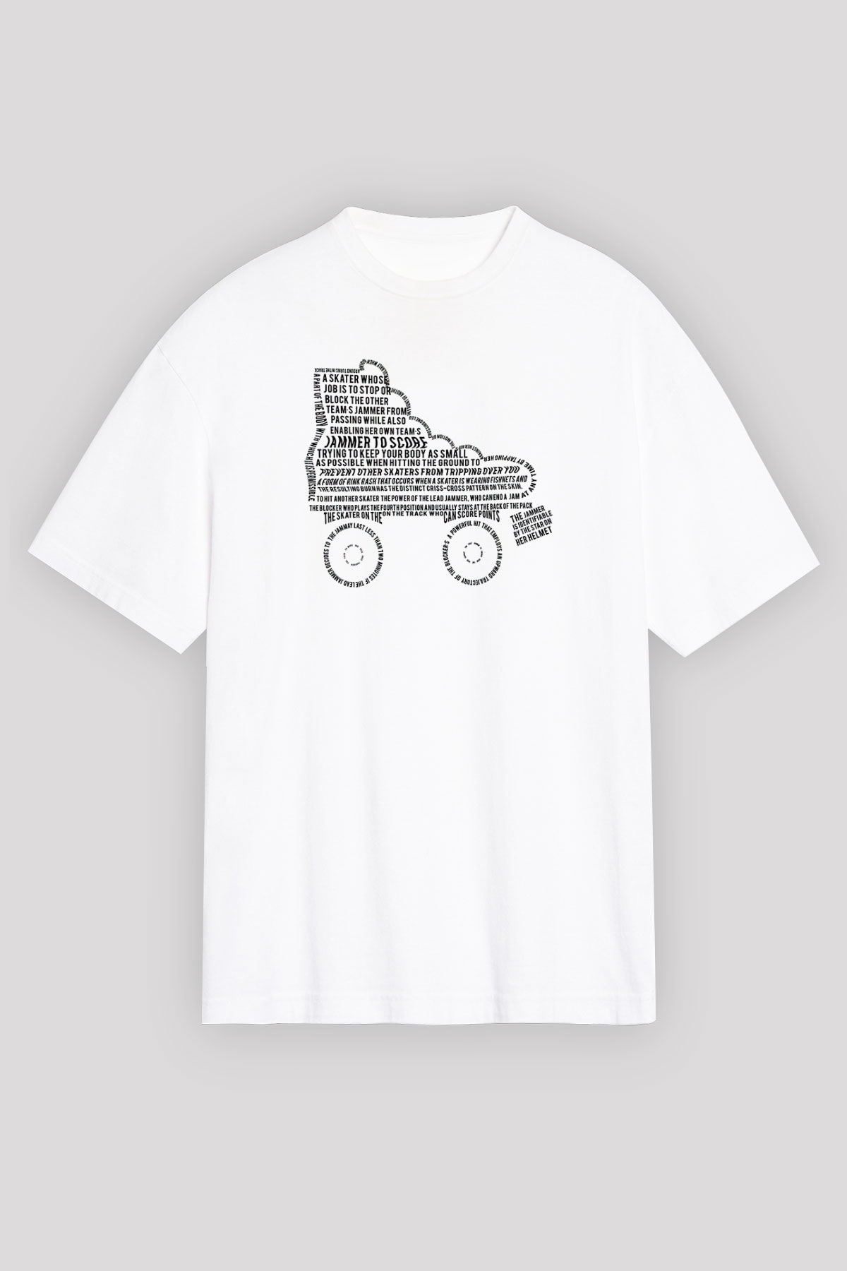 Paten Baskılı Unisex Beyaz Oversize Tişört - Tshirt