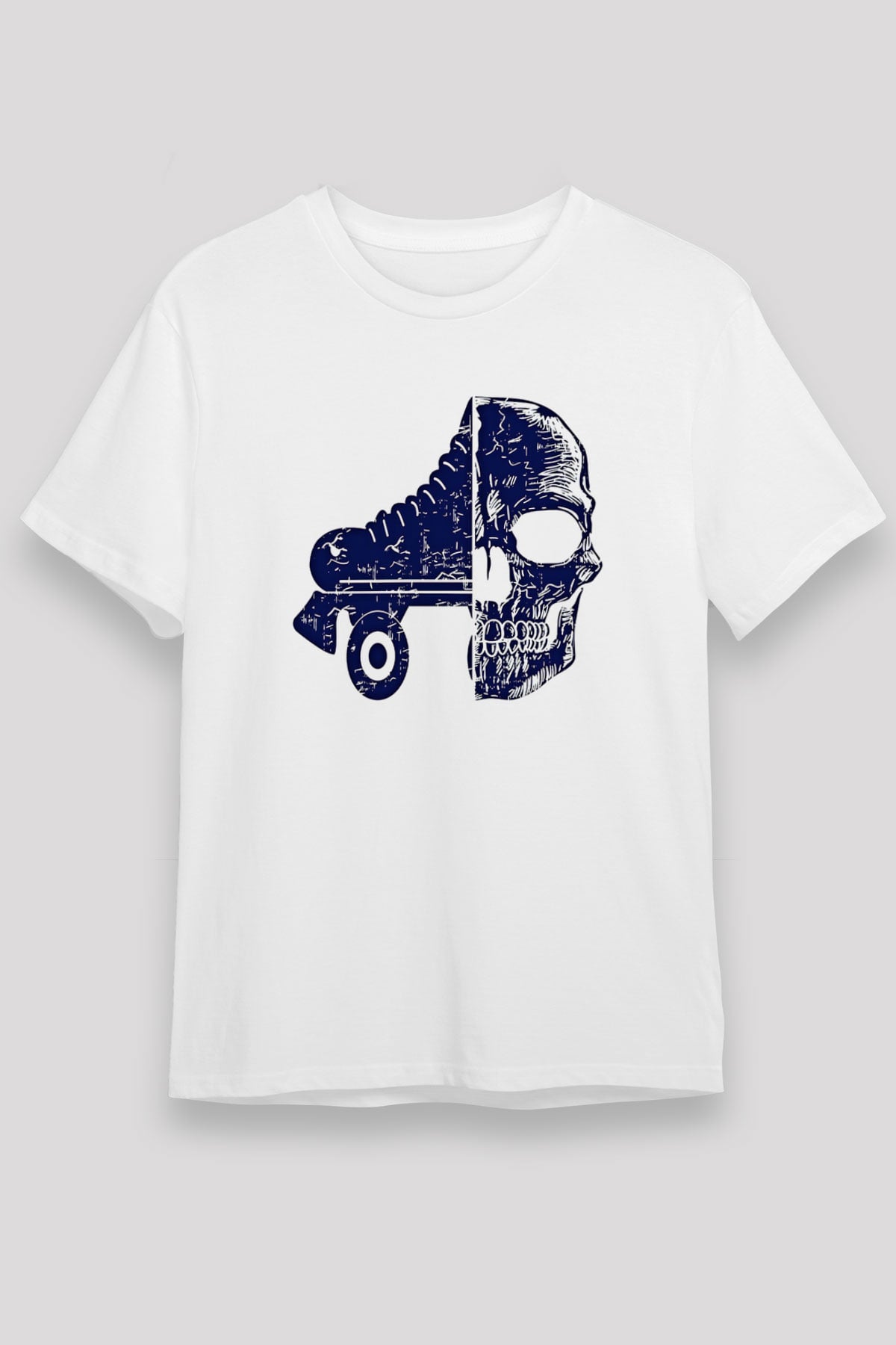 Paten Baskılı Unisex Beyaz Tişört - Tshirt