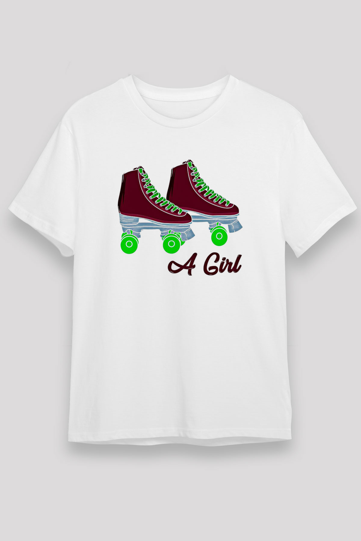 Paten Baskılı Unisex Beyaz Tişört - Tshirt