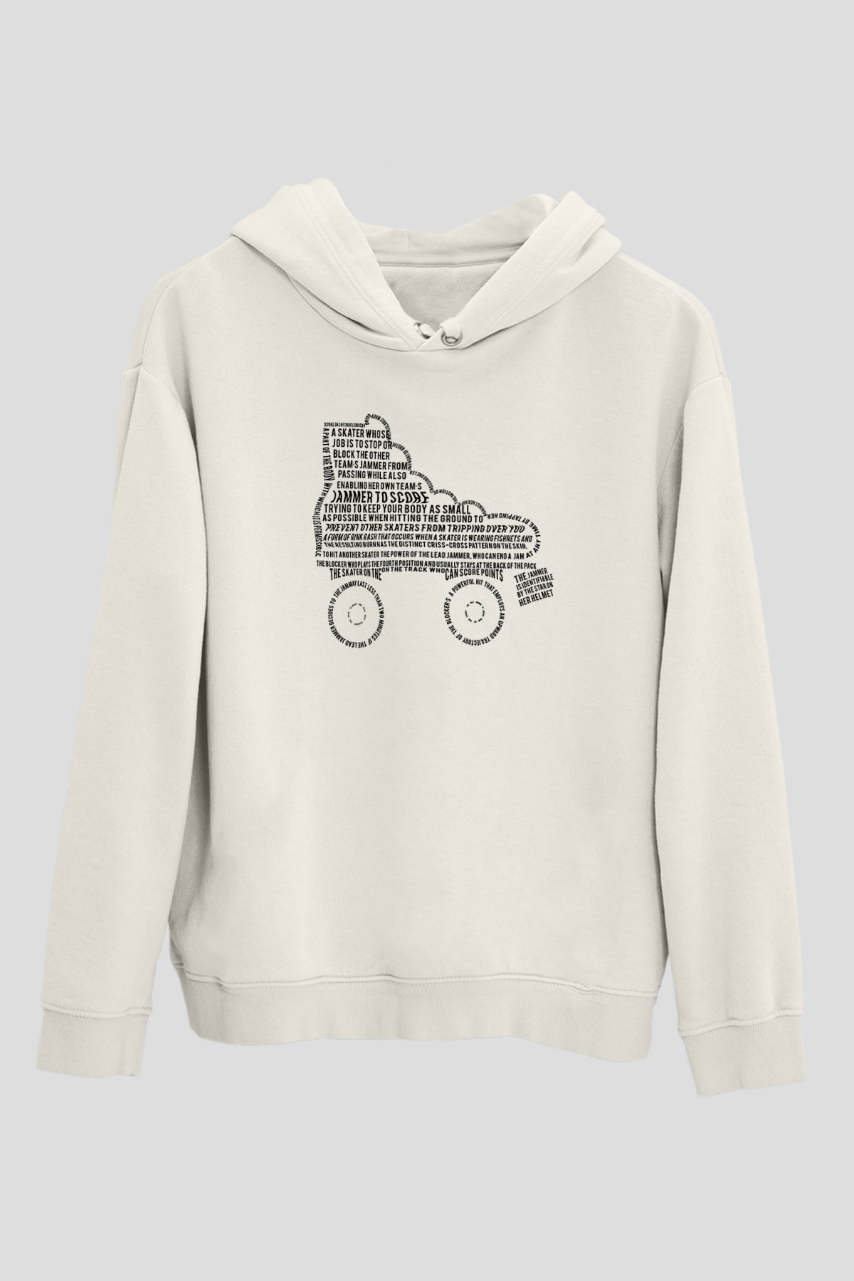 Paten Baskılı Unisex Ekru Hoodie