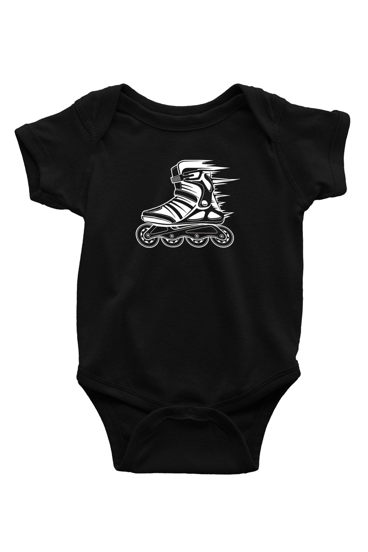 Paten Baskılı Unisex Siyah Bebek Body - Zıbın