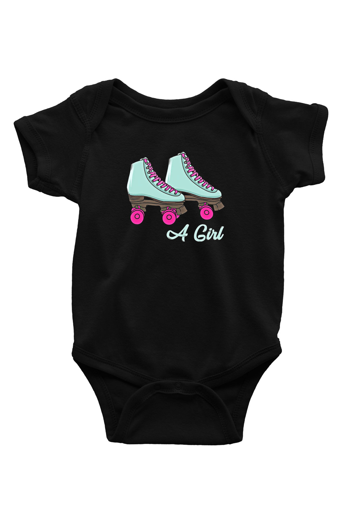 Paten Baskılı Unisex Siyah Bebek Body - Zıbın