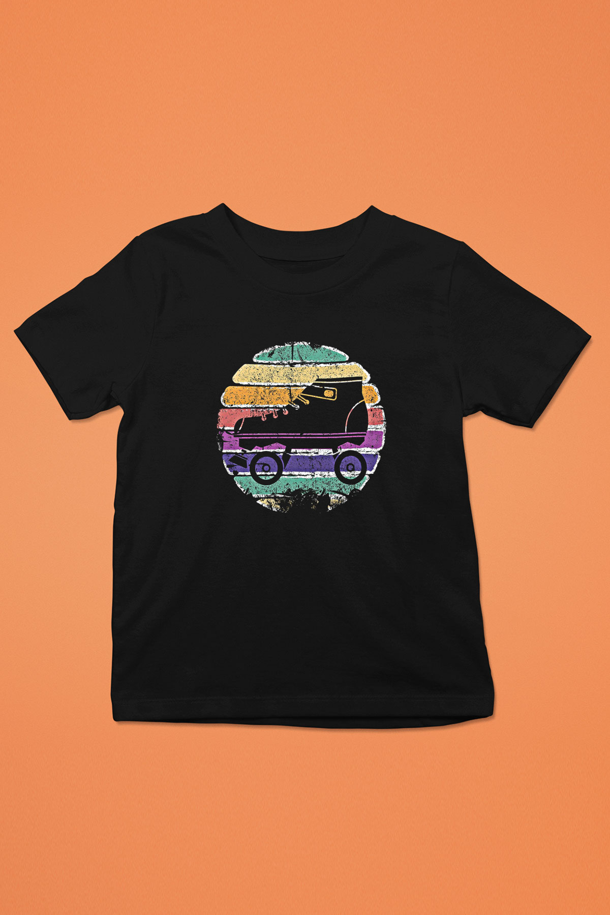 Paten Baskılı Unisex Siyah Çocuk Tİşörtü - Tshirt