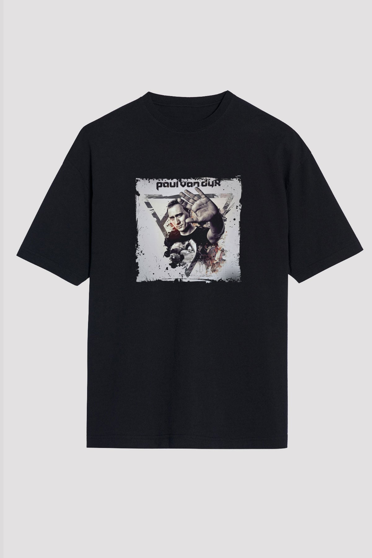 Paul Van Dyk Baskılı Unisex Oversize Siyah Tişört