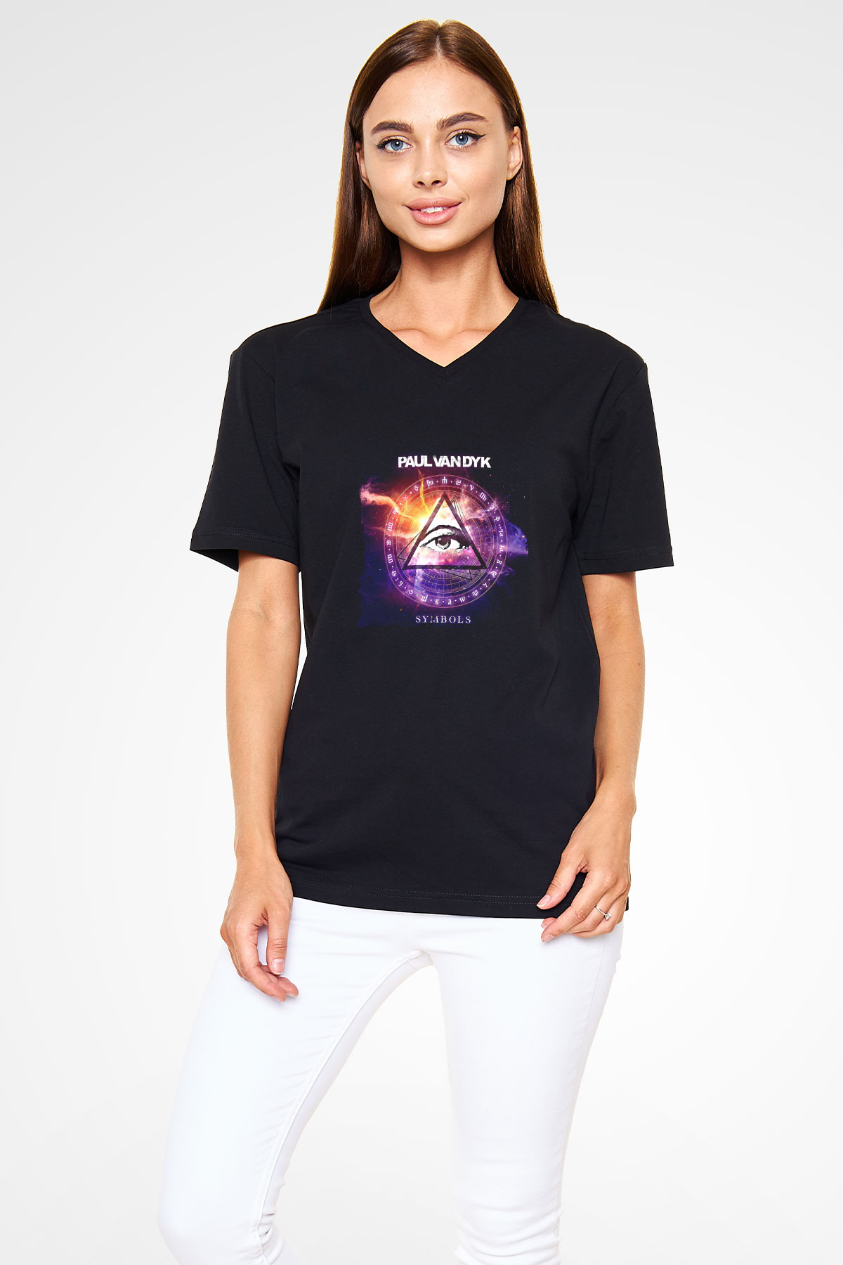 Paul Van Dyk Baskılı Unisex Siyah V Yaka Tişört