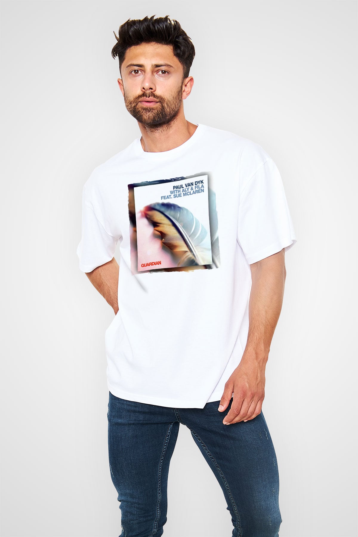 Paul Van Dyk Beyaz Oversize Tişört Oversize T-shirt - TişörtFabrikası