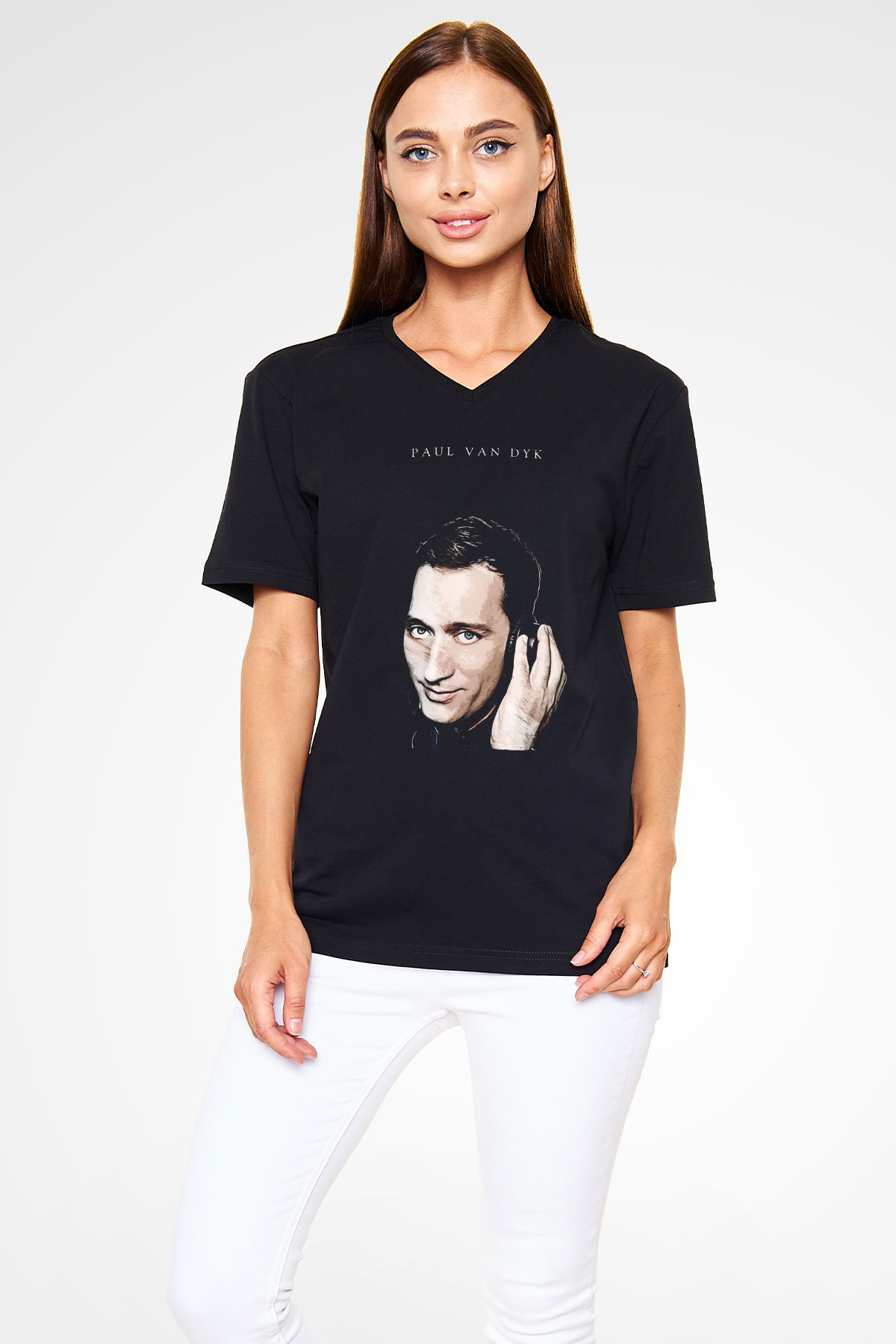 Paul Van Dyk Siyah Unisex V Yaka Tişört