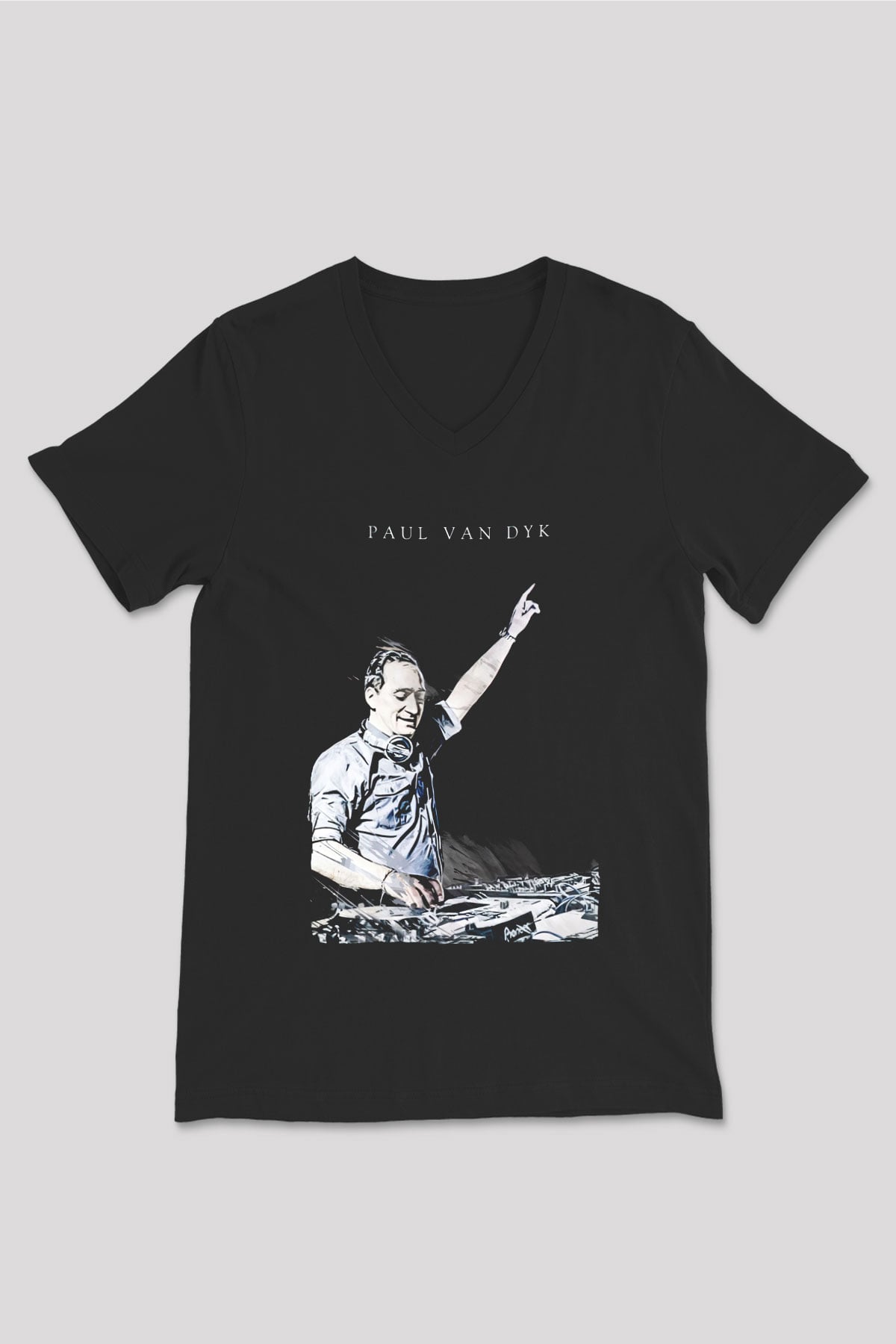 Paul Van Dyk Siyah Unisex V Yaka Tişört