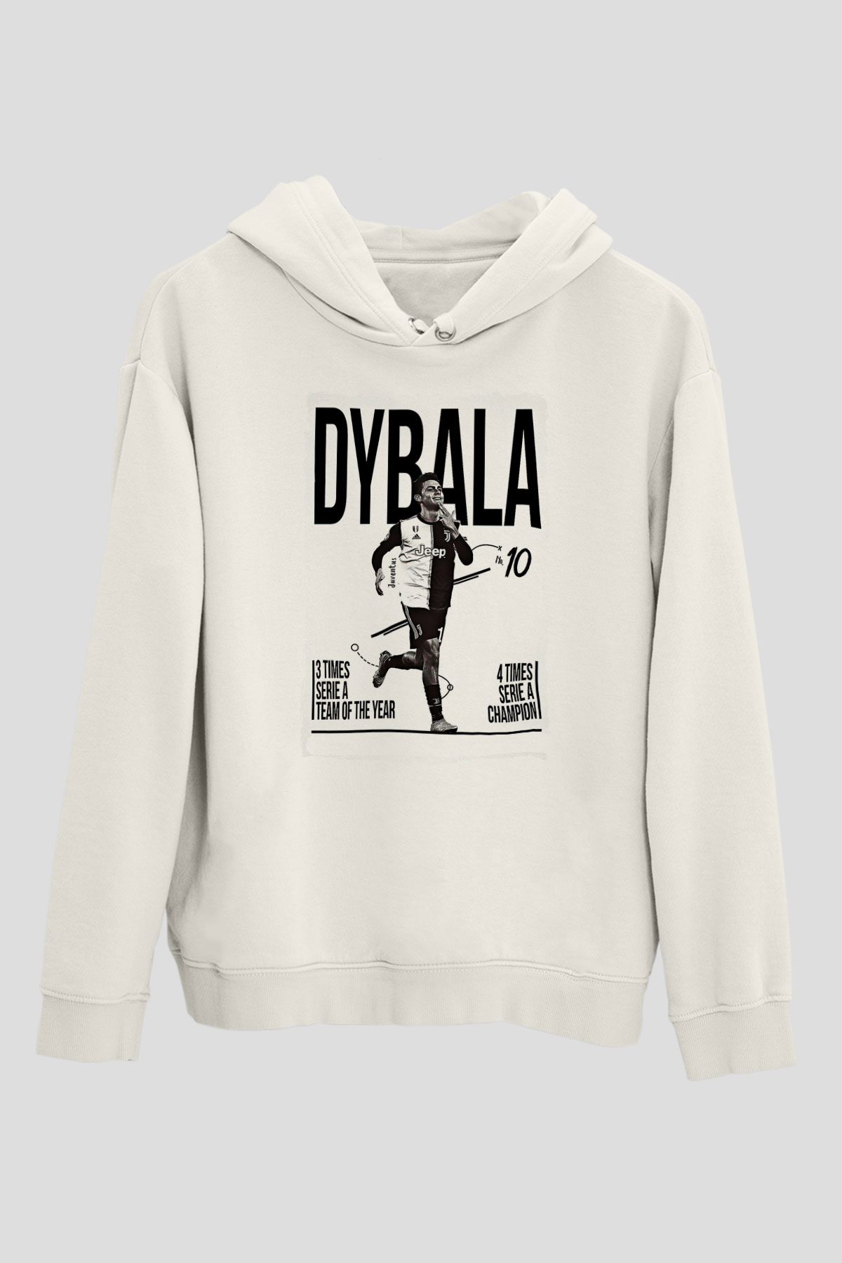 Paulo Dybala Baskılı Beyaz Unisex Kapüşonlu Sweatshirt