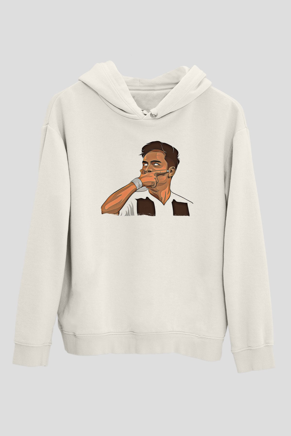 Paulo Dybala Baskılı Beyaz Unisex Kapüşonlu Sweatshirt
