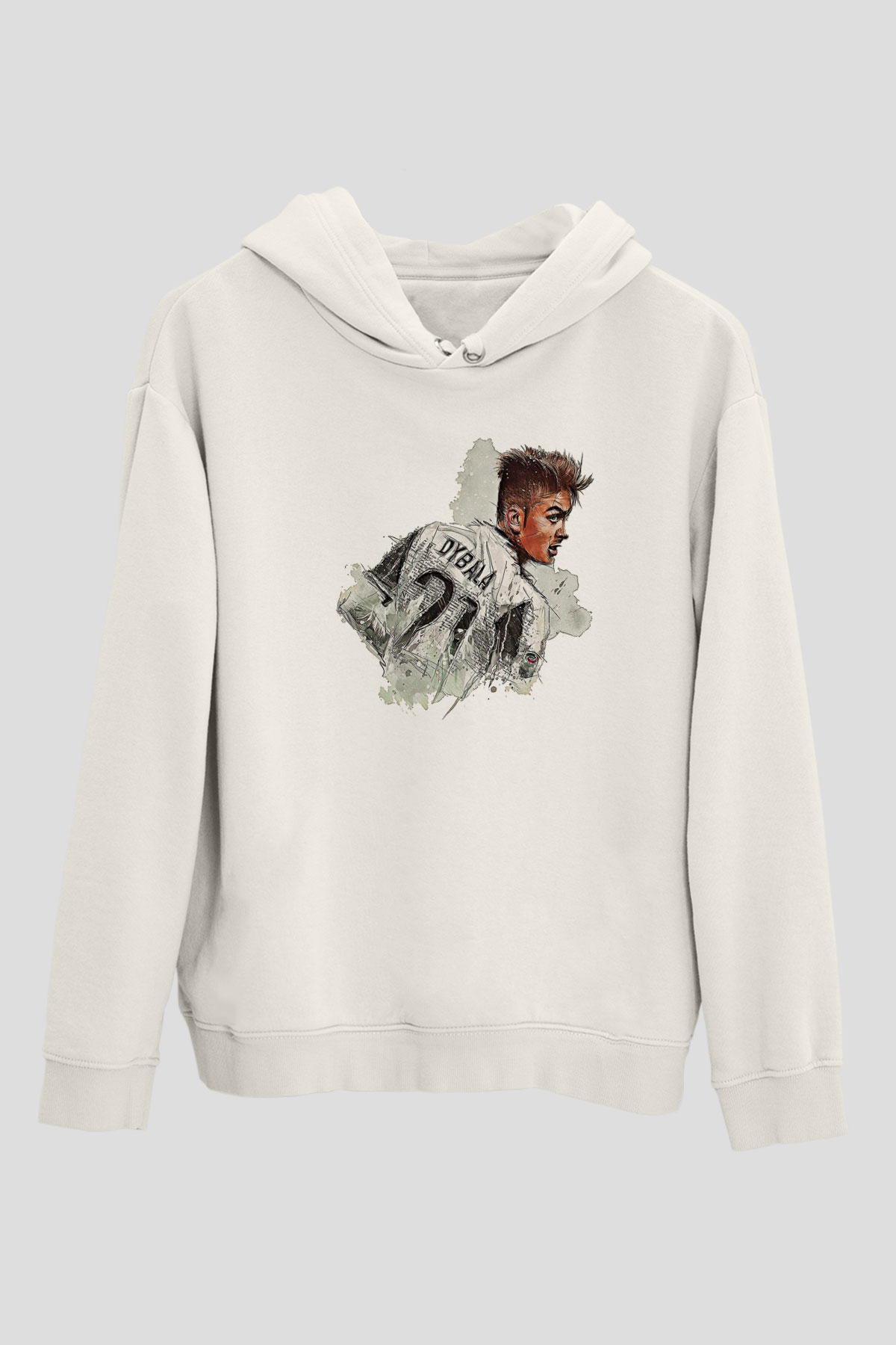 Paulo Dybala Baskılı Beyaz Unisex Kapüşonlu Sweatshirt