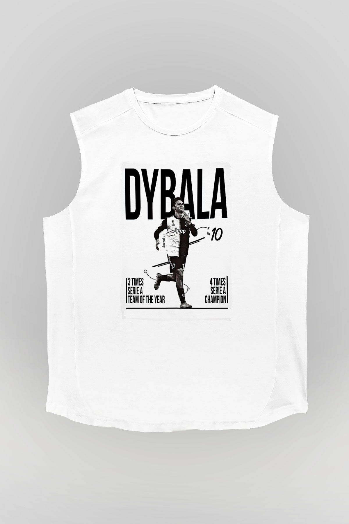 Paulo Dybala Baskılı Beyaz Unisex Kolsuz Tişört - Tshirt