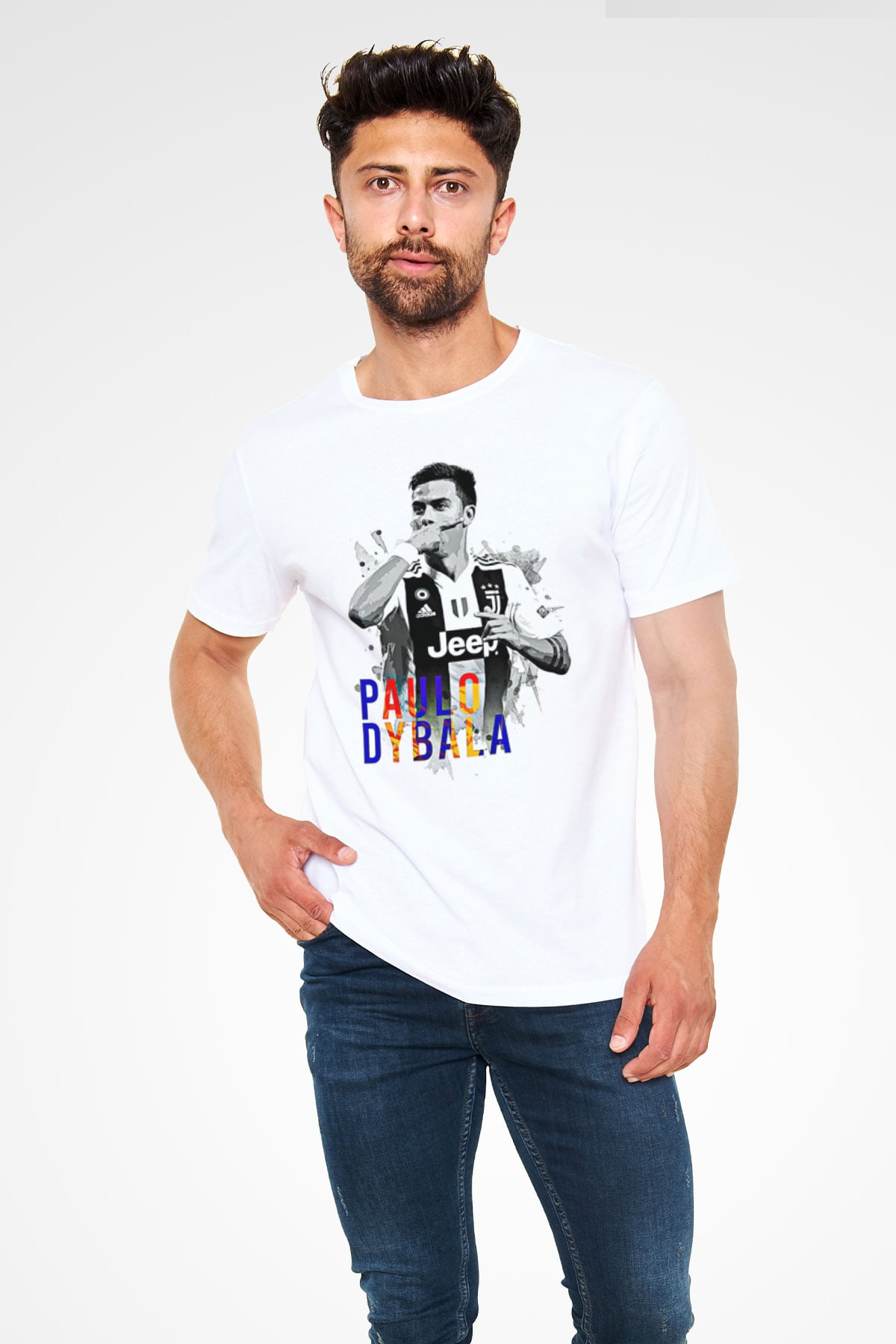 Paulo Dybala Baskılı Unisex Beyaz Tişört - Tshirt
