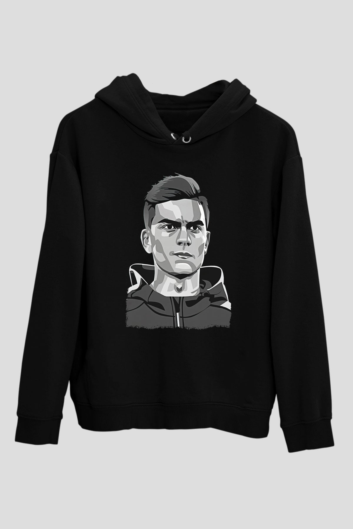 Paulo Dybala Baskılı Unisex Siyah Kapüşonlu Sweatshirt