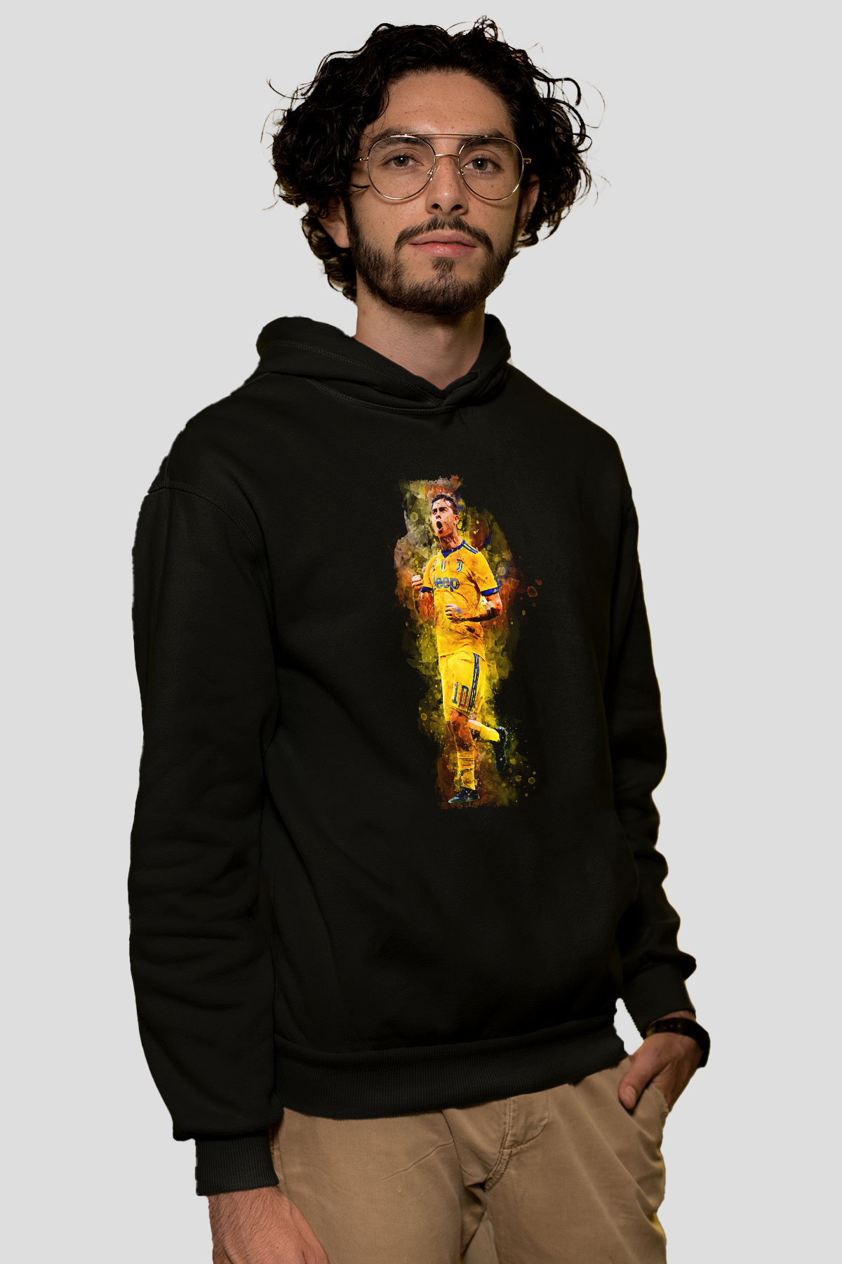 Paulo Dybala Baskılı Unisex Siyah Kapüşonlu Sweatshirt