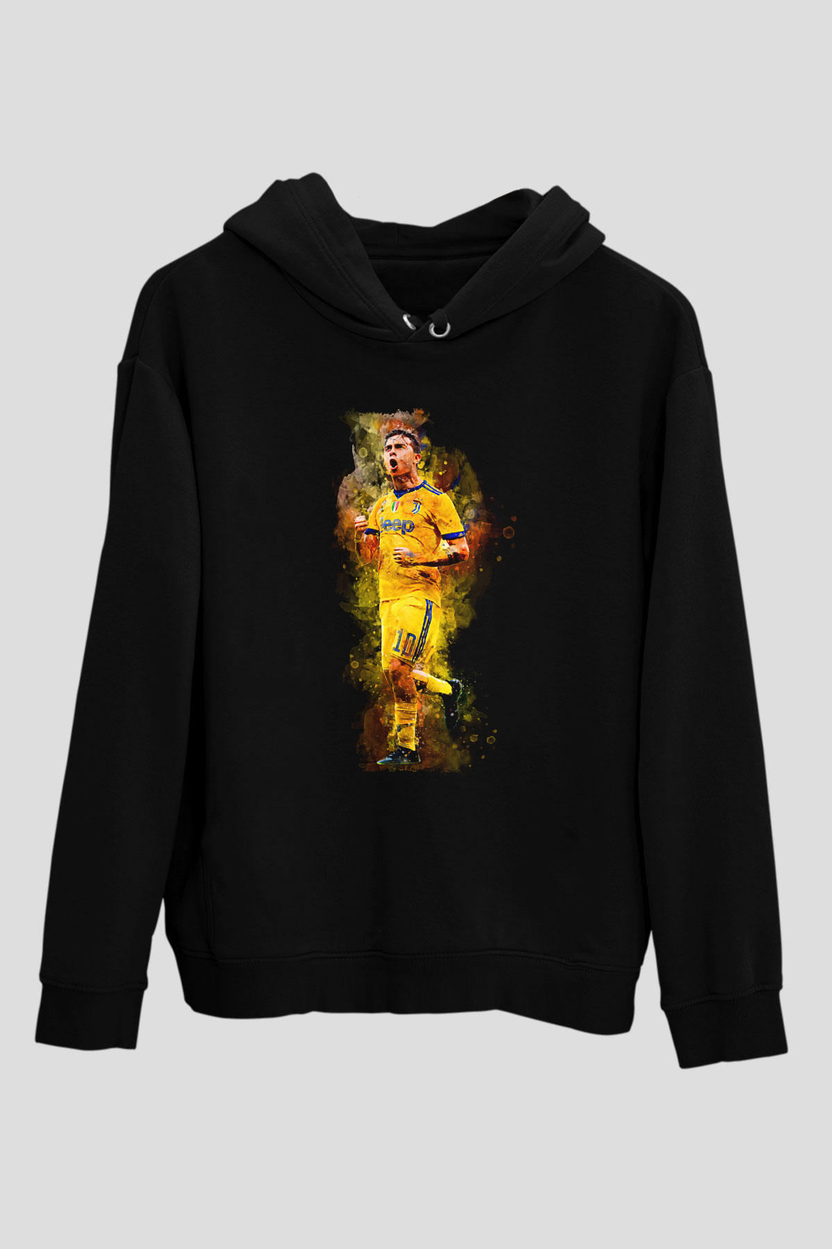 Paulo Dybala Baskılı Unisex Siyah Kapüşonlu Sweatshirt