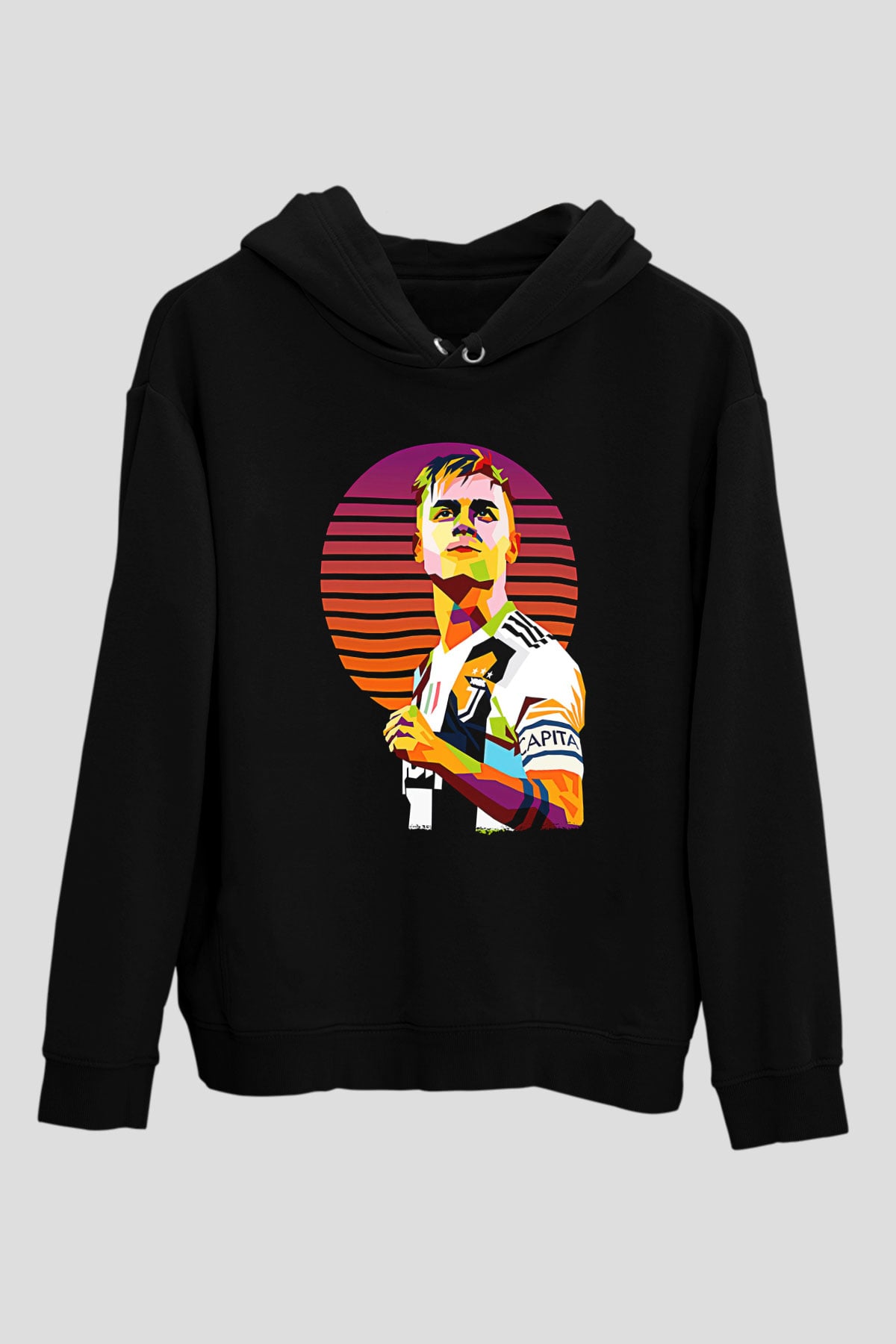 Paulo Dybala Baskılı Unisex Siyah Kapüşonlu Sweatshirt
