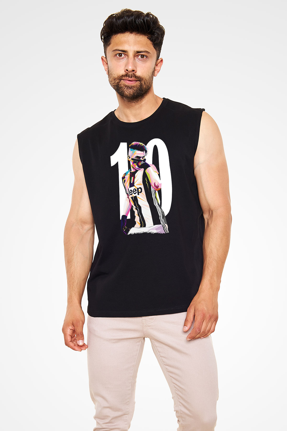 Paulo Dybala Baskılı Unisex Siyah Kolsuz Tişört - Tshirt
