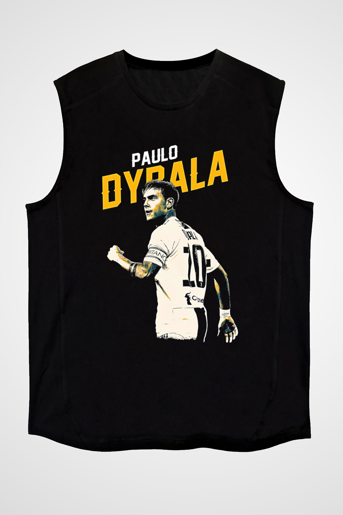 Paulo Dybala Baskılı Unisex Siyah Kolsuz Tişört - Tshirt
