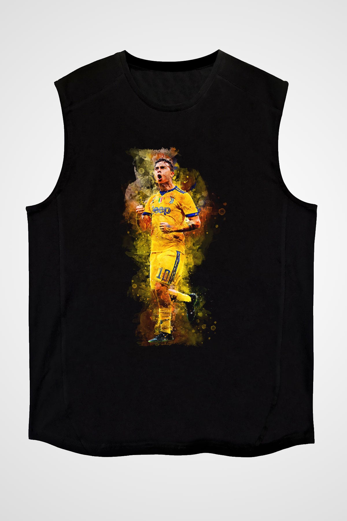 Paulo Dybala Baskılı Unisex Siyah Kolsuz Tişört - Tshirt
