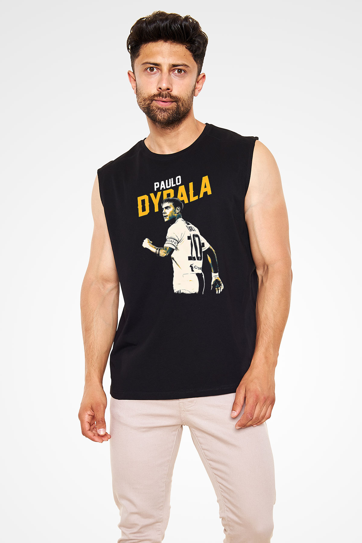 Paulo Dybala Baskılı Unisex Siyah Kolsuz Tişört - Tshirt
