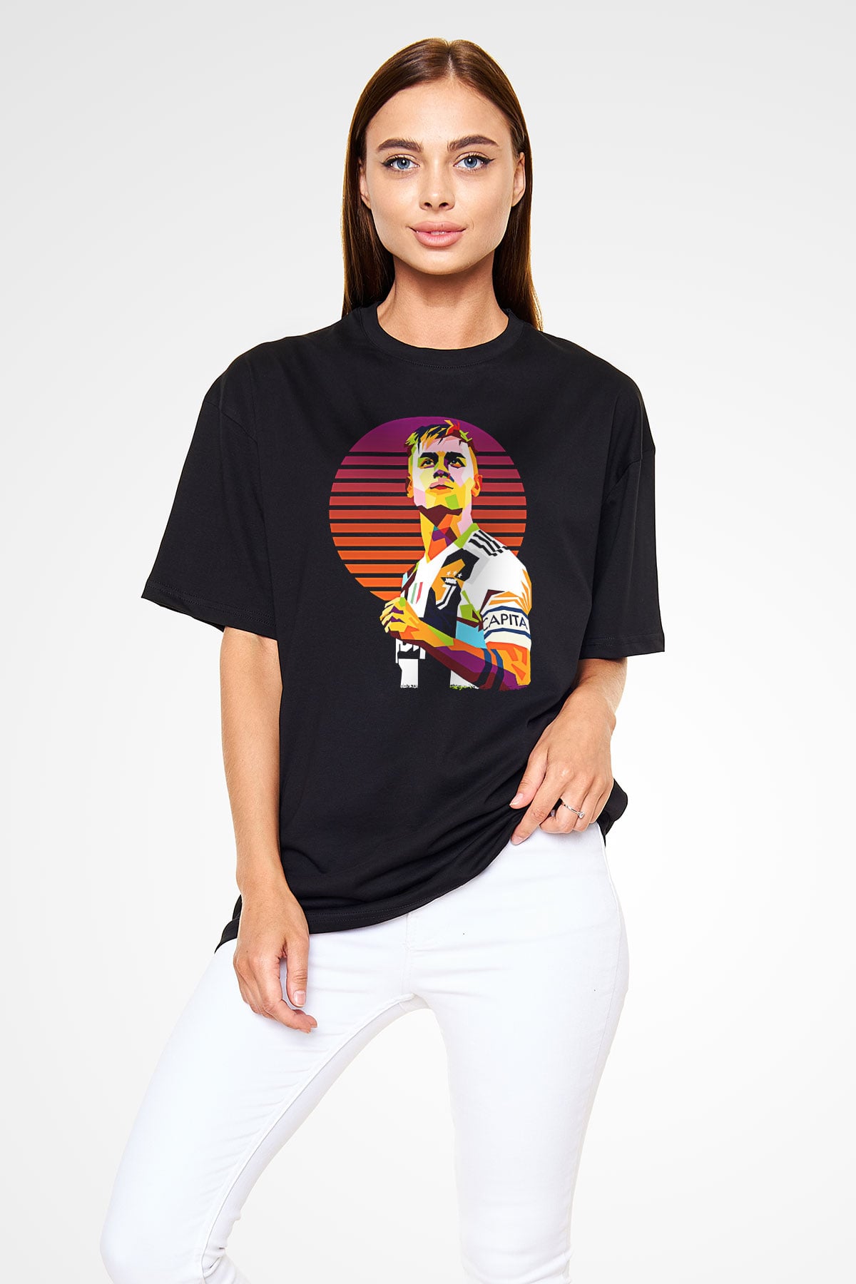 Paulo Dybala Baskılı Unisex Siyah Oversize Tişört - Tshirt