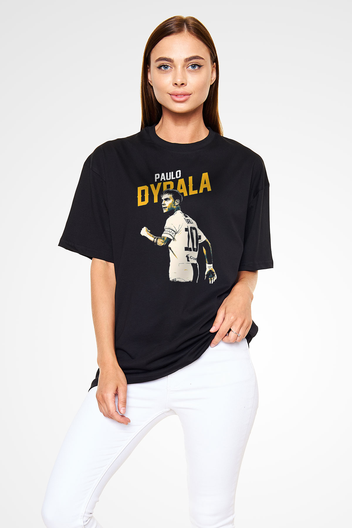 Paulo Dybala Baskılı Unisex Siyah Oversize Tişört - Tshirt