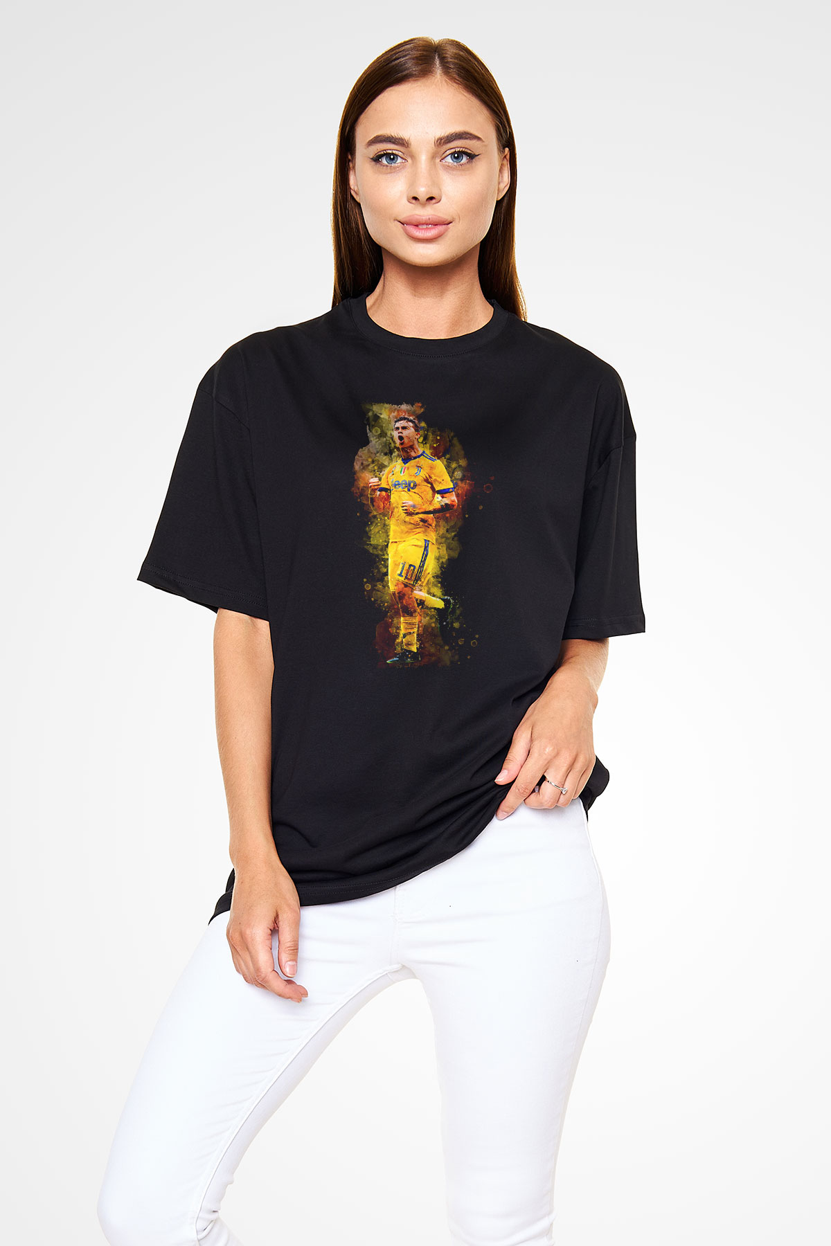 Paulo Dybala Baskılı Unisex Siyah Oversize Tişört - Tshirt