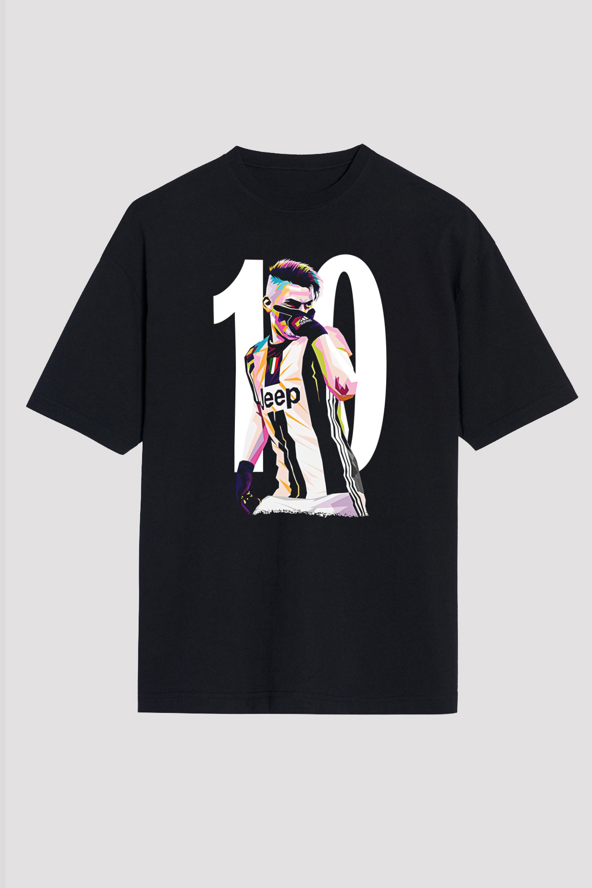 Paulo Dybala Baskılı Unisex Siyah Oversize Tişört - Tshirt