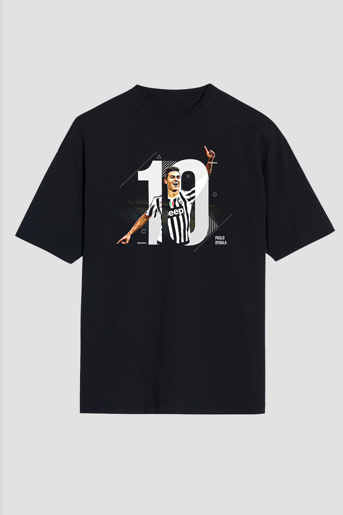 Paulo Dybala Baskılı Unisex Siyah Oversize Tişört - Tshirt
