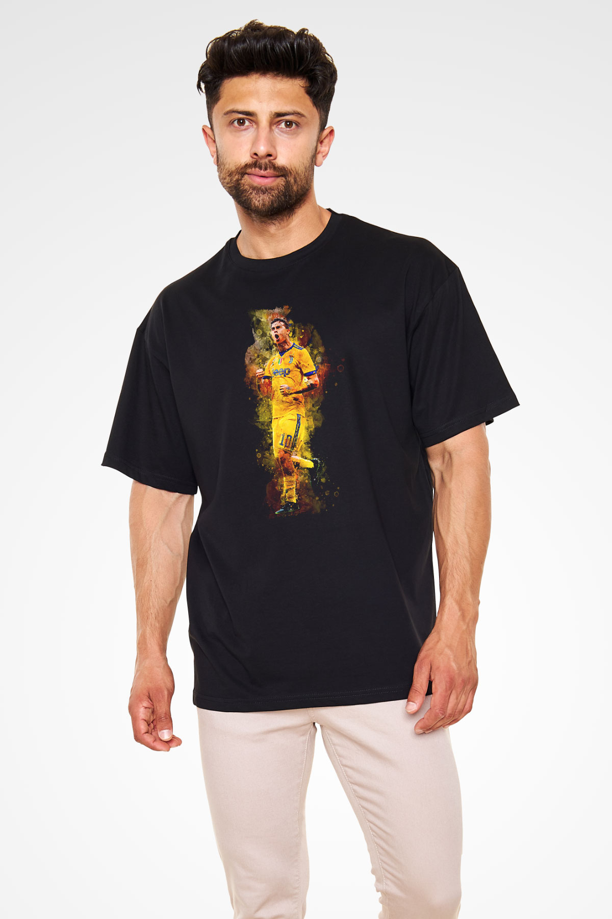 Paulo Dybala Baskılı Unisex Siyah Oversize Tişört - Tshirt