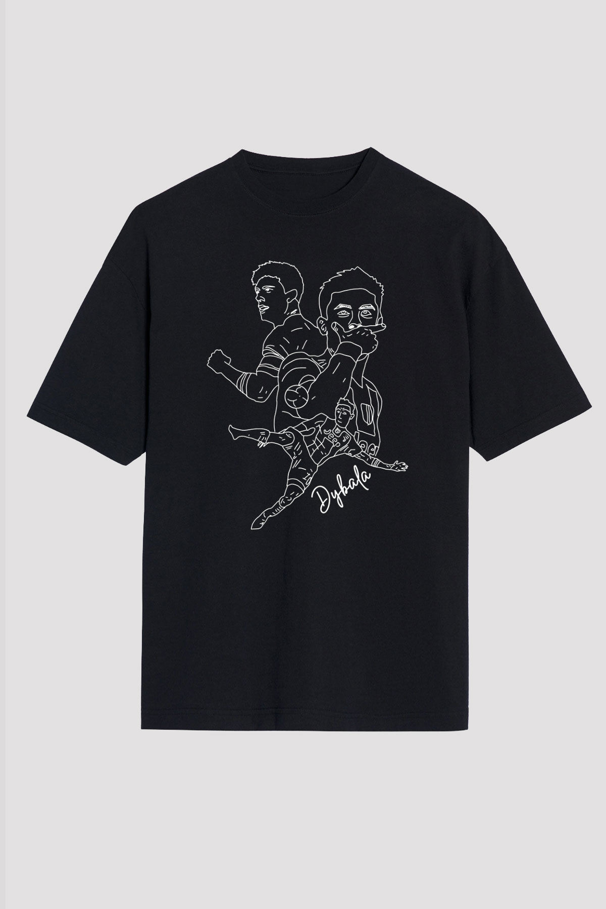 Paulo Dybala Baskılı Unisex Siyah Oversize Tişört - Tshirt