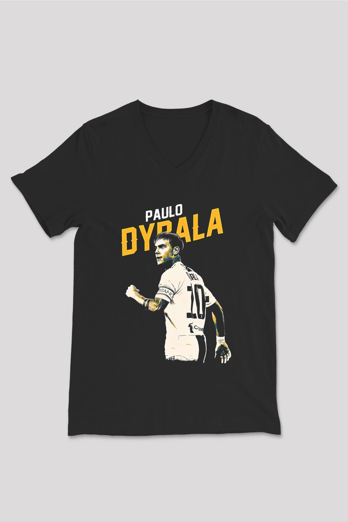 Paulo Dybala Baskılı Unisex Siyah V Yaka Tişört - Tshirt