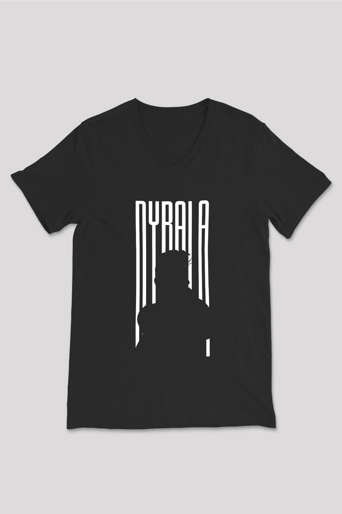Paulo Dybala Baskılı Unisex Siyah V Yaka Tişört - Tshirt