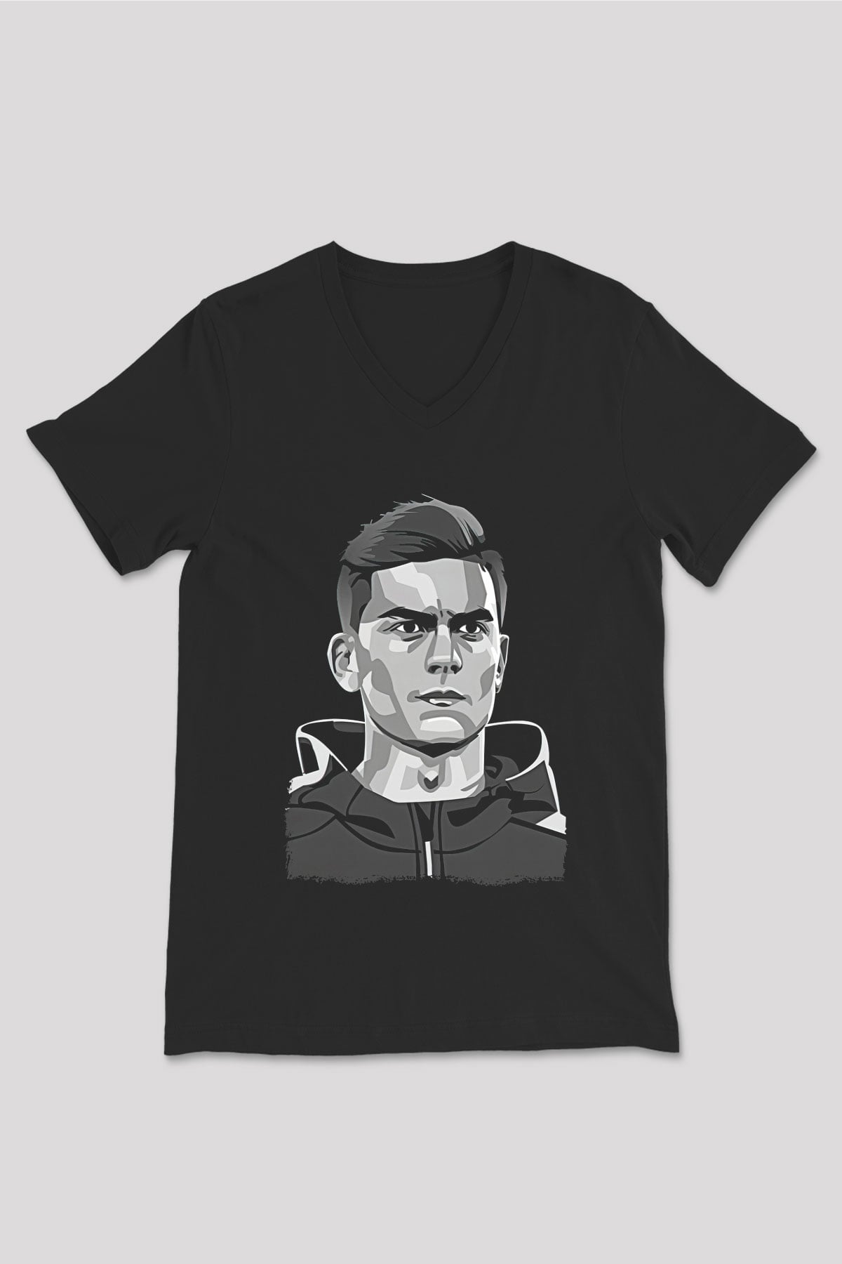 Paulo Dybala Baskılı Unisex Siyah V Yaka Tişört - Tshirt