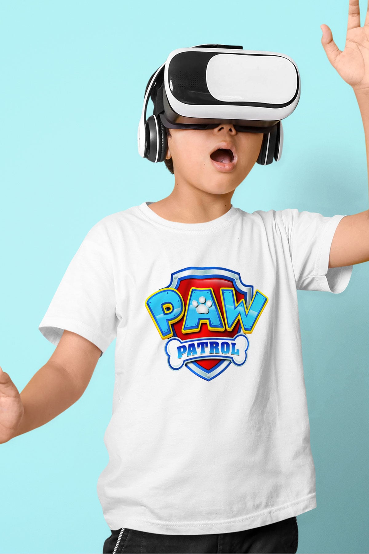 Paw Patrol Baskılı Beyaz Unisex Çocuk Tişört