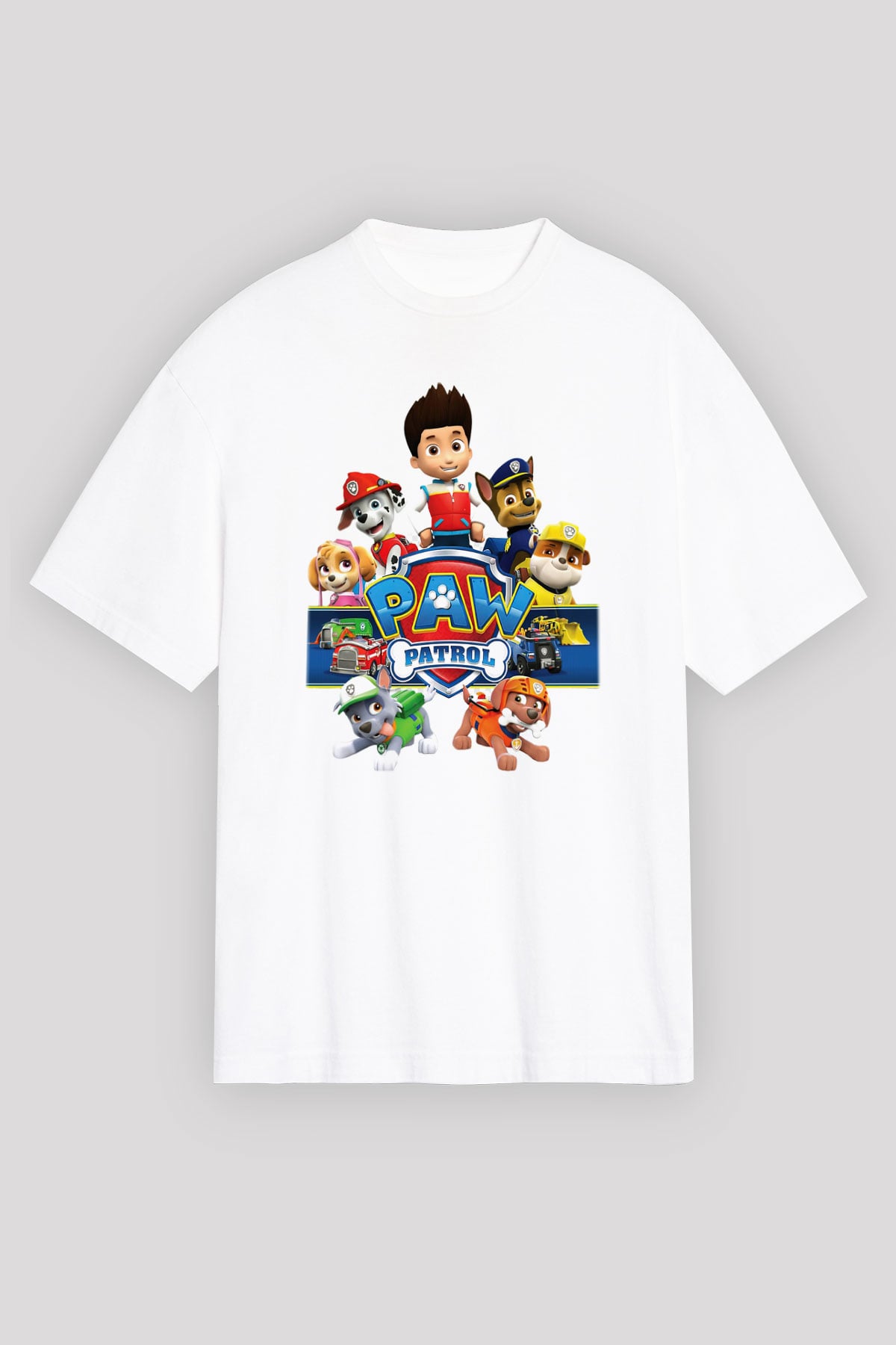 Paw Patrol Beyaz Unisex Oversize Tişört T-Shirt