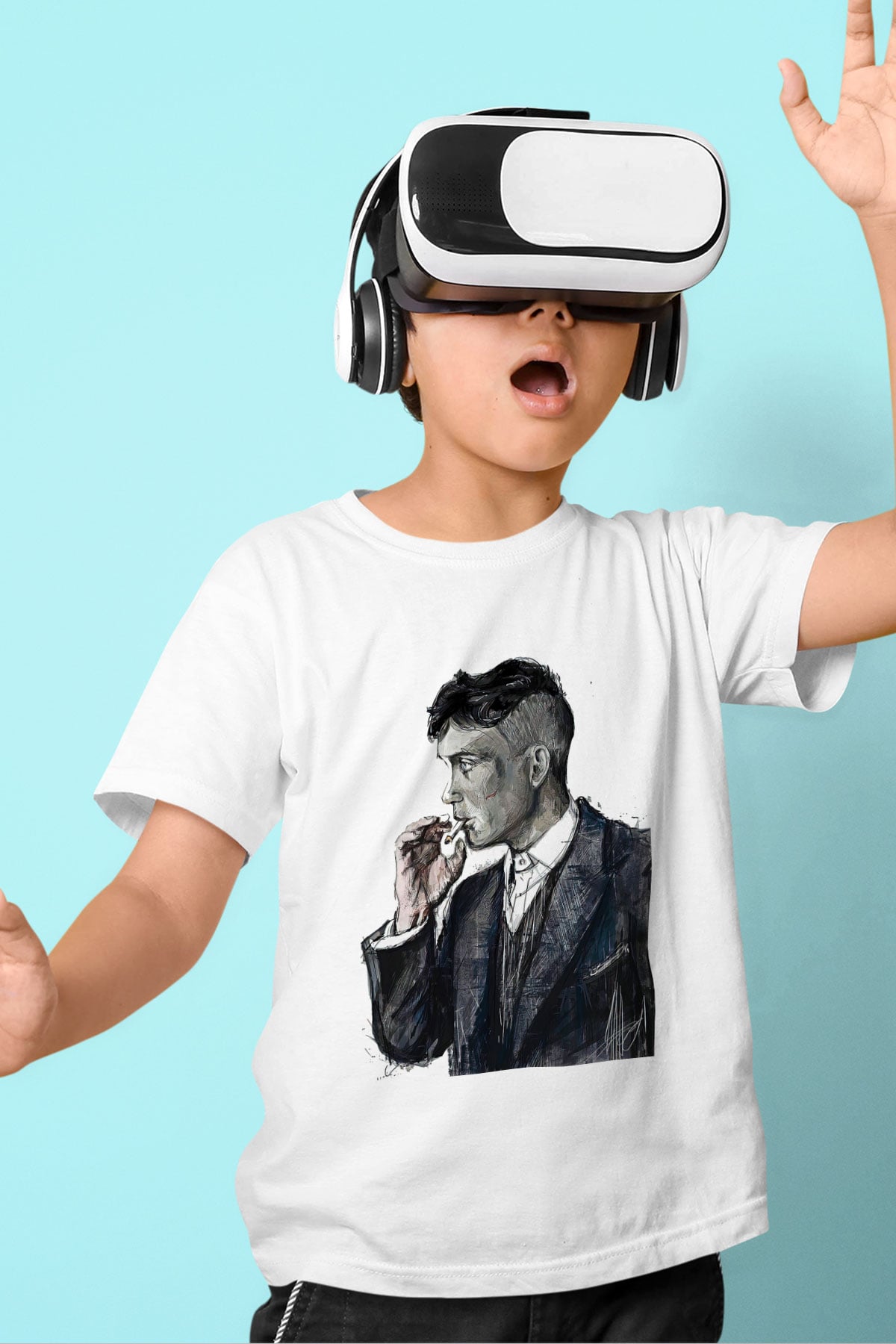 Peaky Blinders Baskılı Beyaz Unisex Beyaz Çocuk Tişört - Tshirt