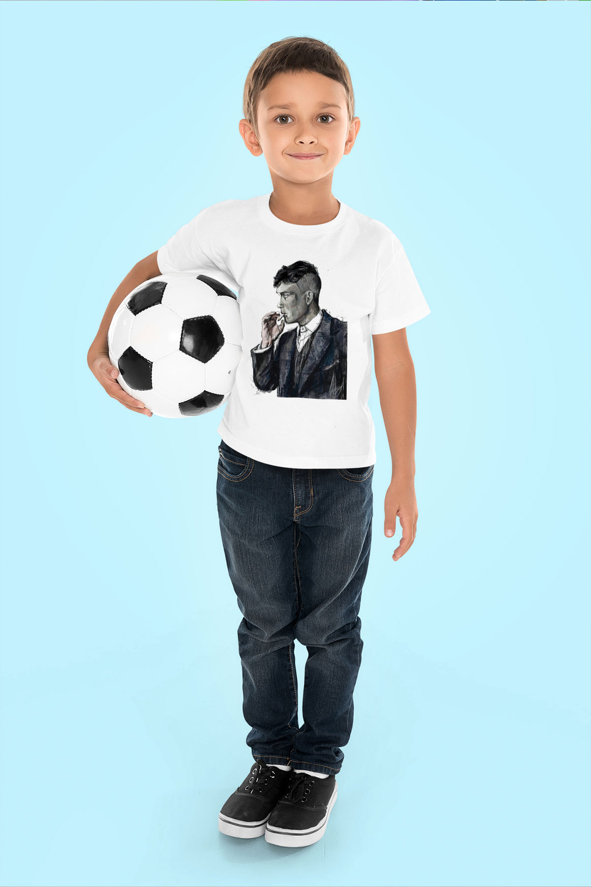 Peaky Blinders Baskılı Beyaz Unisex Beyaz Çocuk Tişört - Tshirt