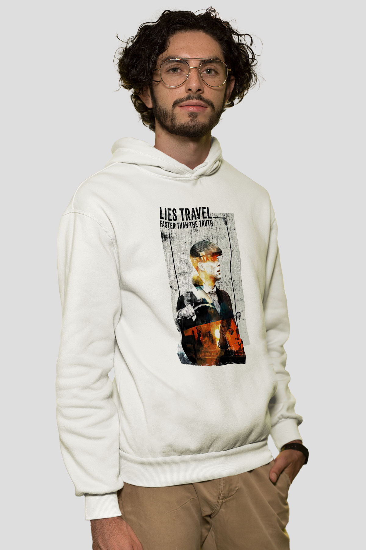 Peaky Blinders Baskılı Beyaz Unisex Hoodie