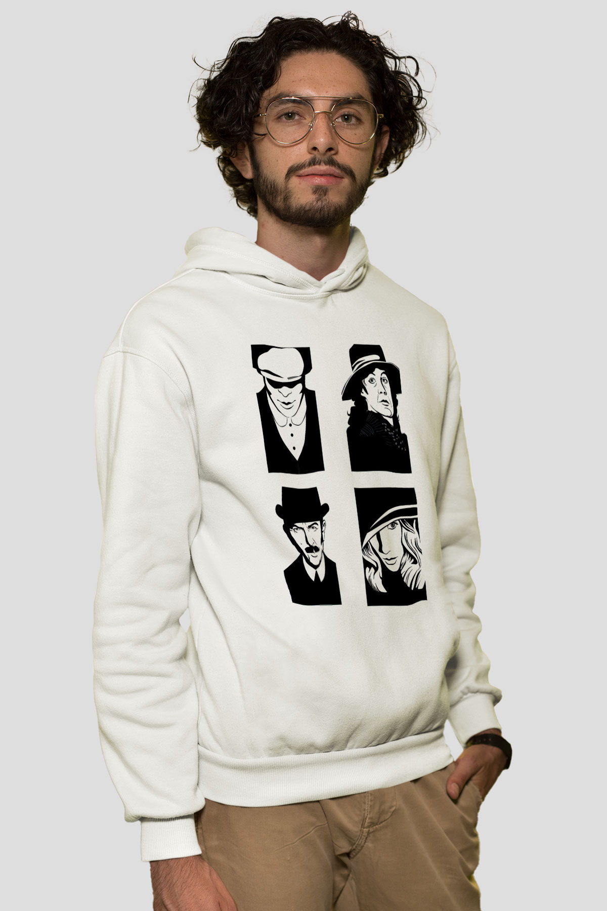 Peaky Blinders Baskılı Beyaz Unisex Hoodie