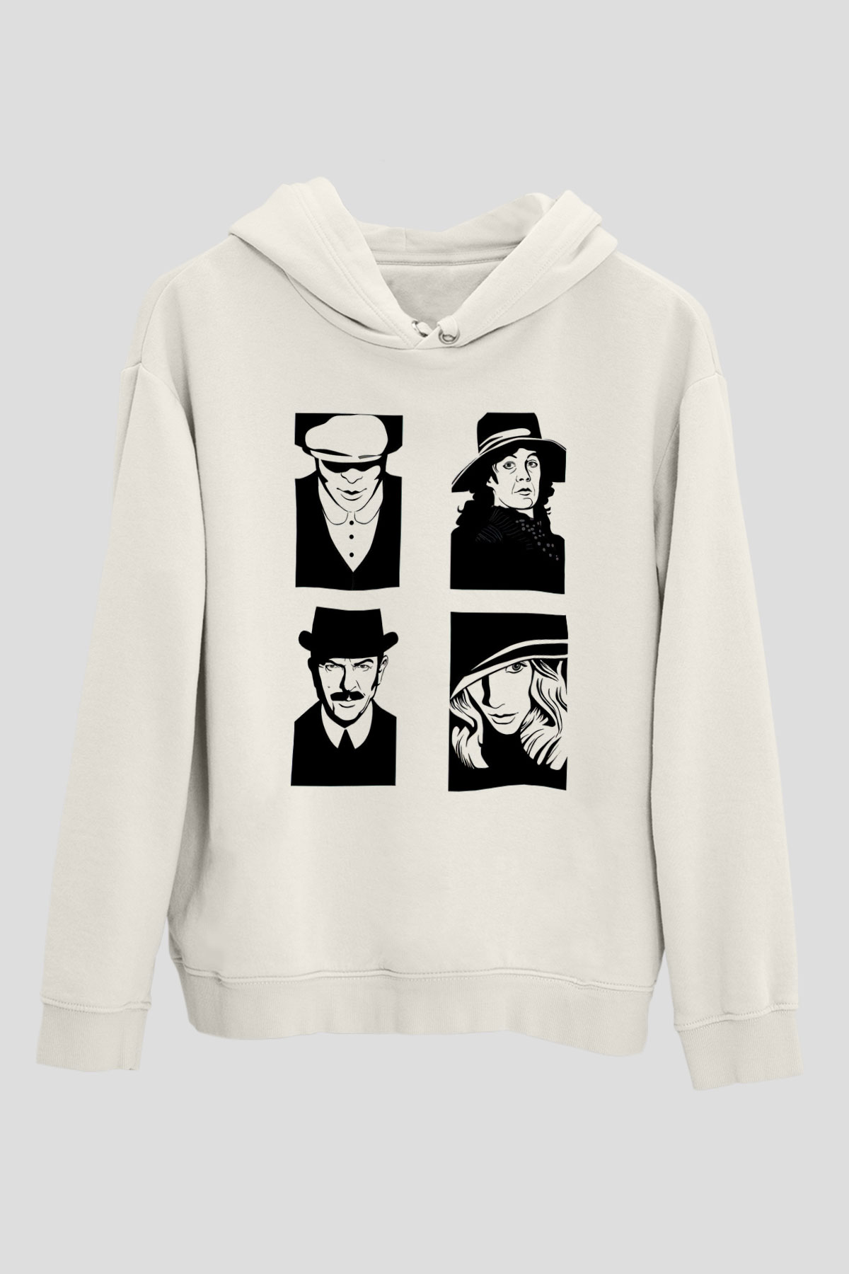 Peaky Blinders Baskılı Beyaz Unisex Hoodie