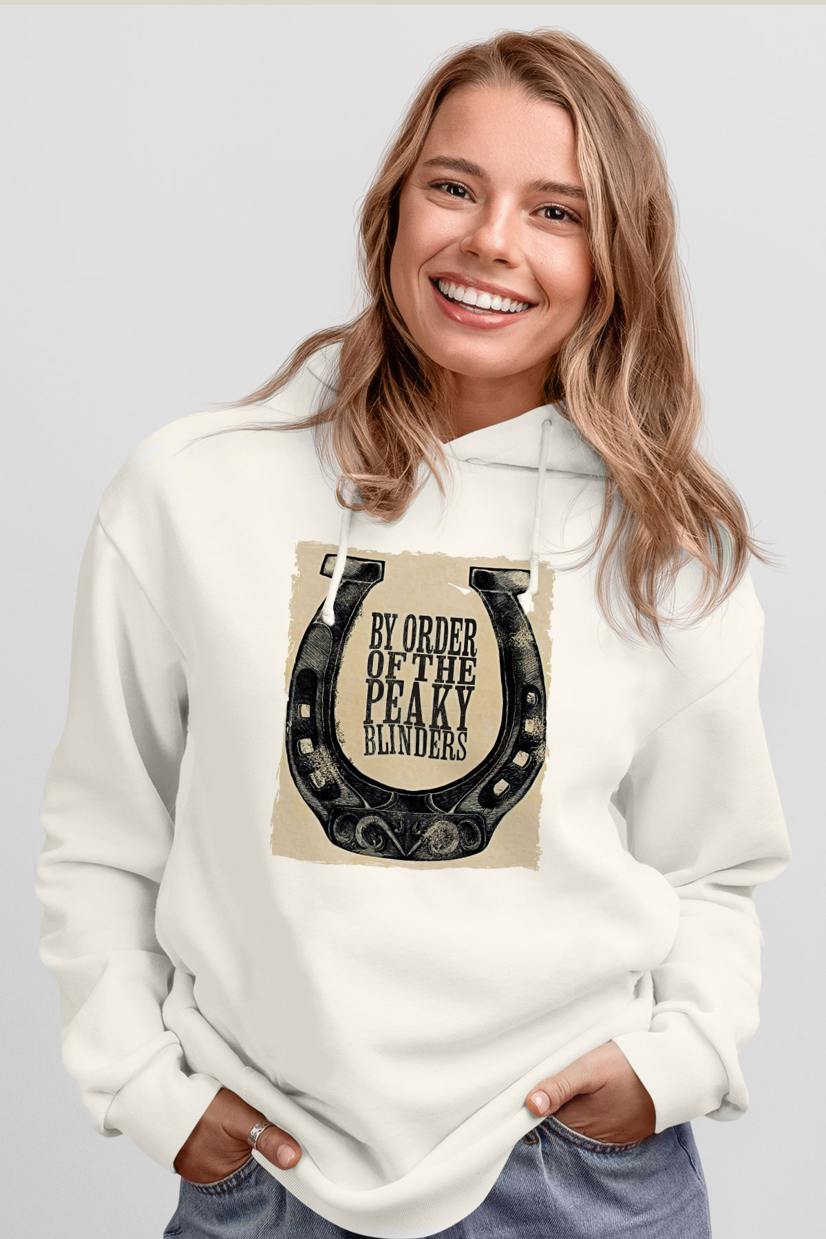 Peaky Blinders Baskılı Beyaz Unisex Hoodie